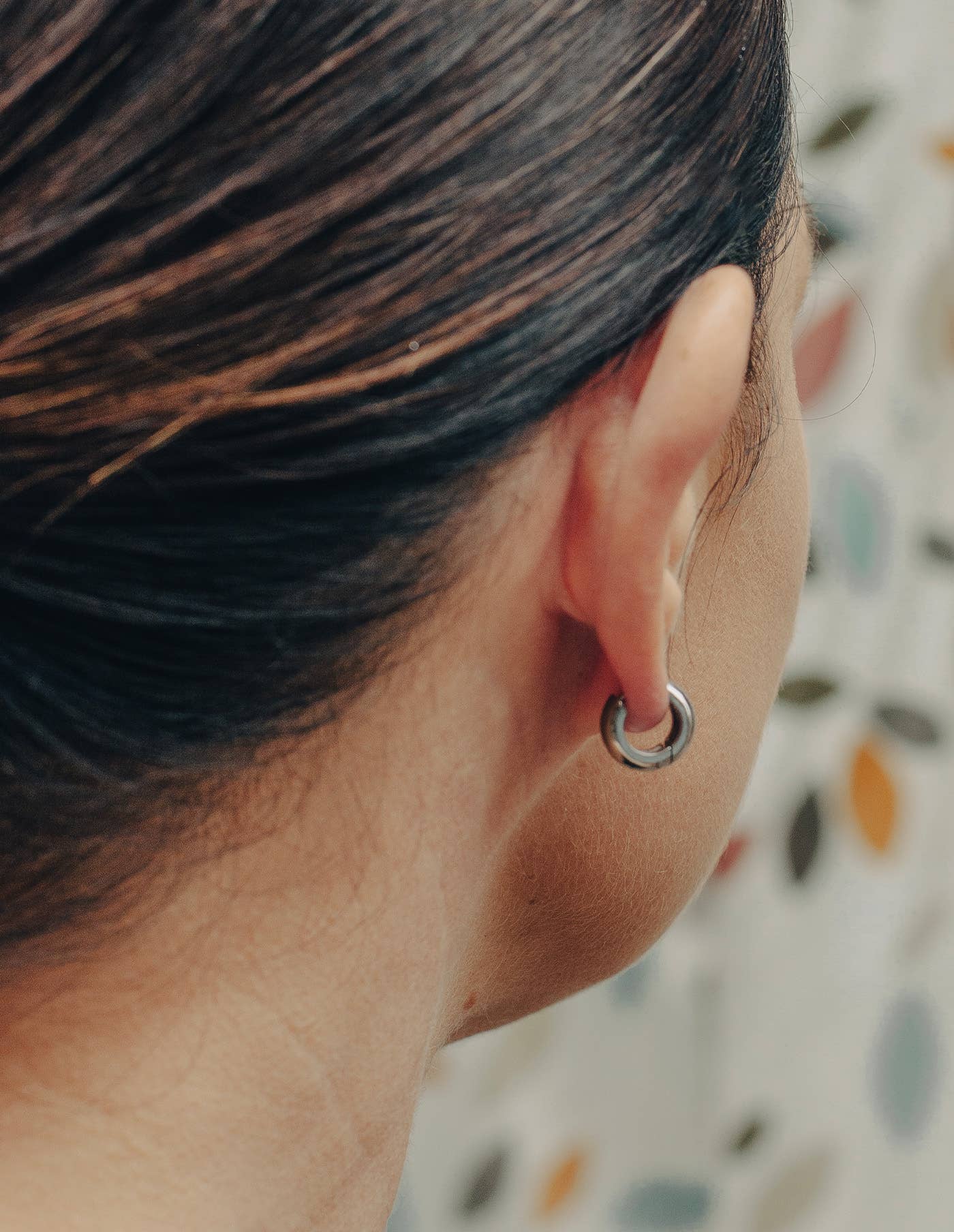 Silver Small Leverback Bold Hoop Earrings by Nordic Muse, Waterproof