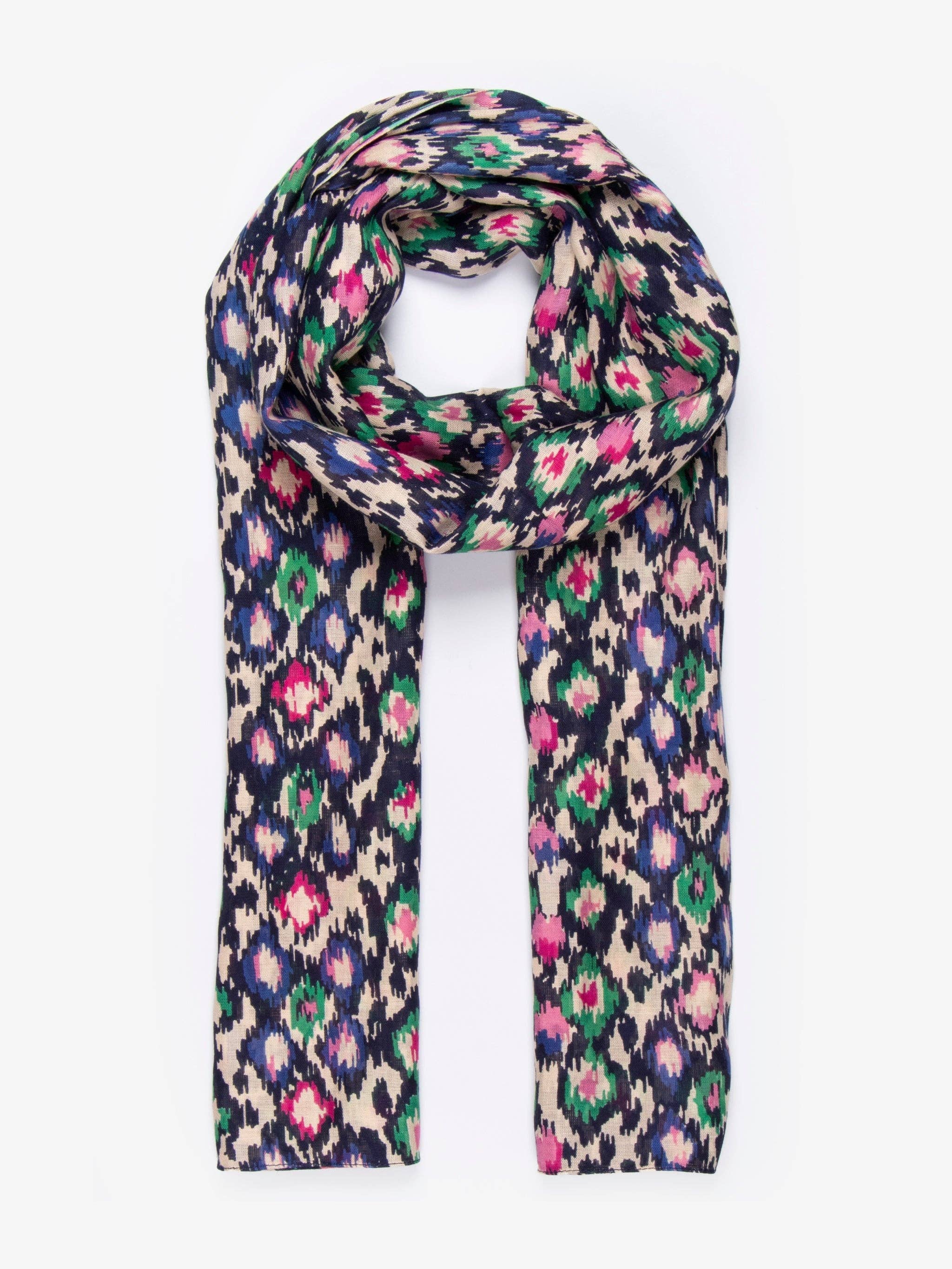 Belle Lightweight Scarf by Sarta - Navy Blue, Abstract Spot