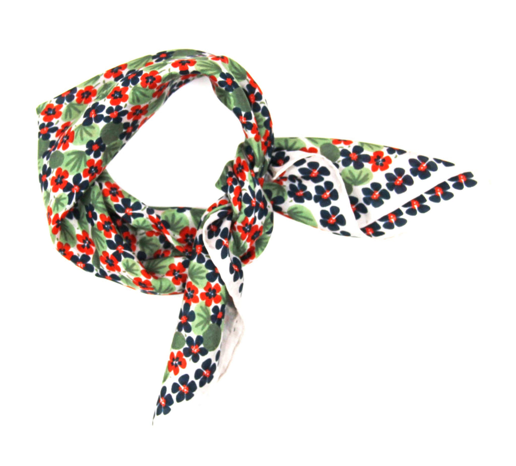 Mini Capucine Silk Scarf by Les Belles Vagabondes | Marine | Hand-Drawn in France