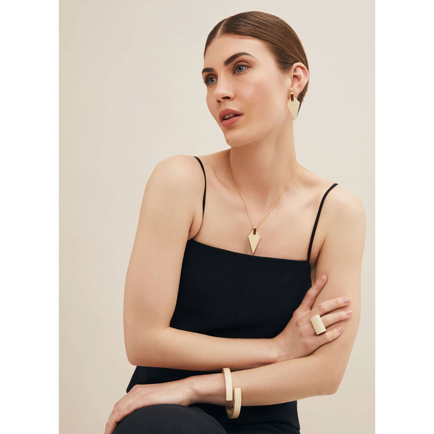 White Wood Wrap Over Bangle by Branch Jewellery | M