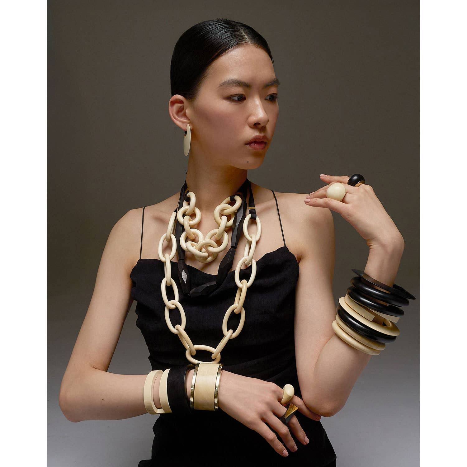 White Wood Wrap Over Bangle by Branch Jewellery | M