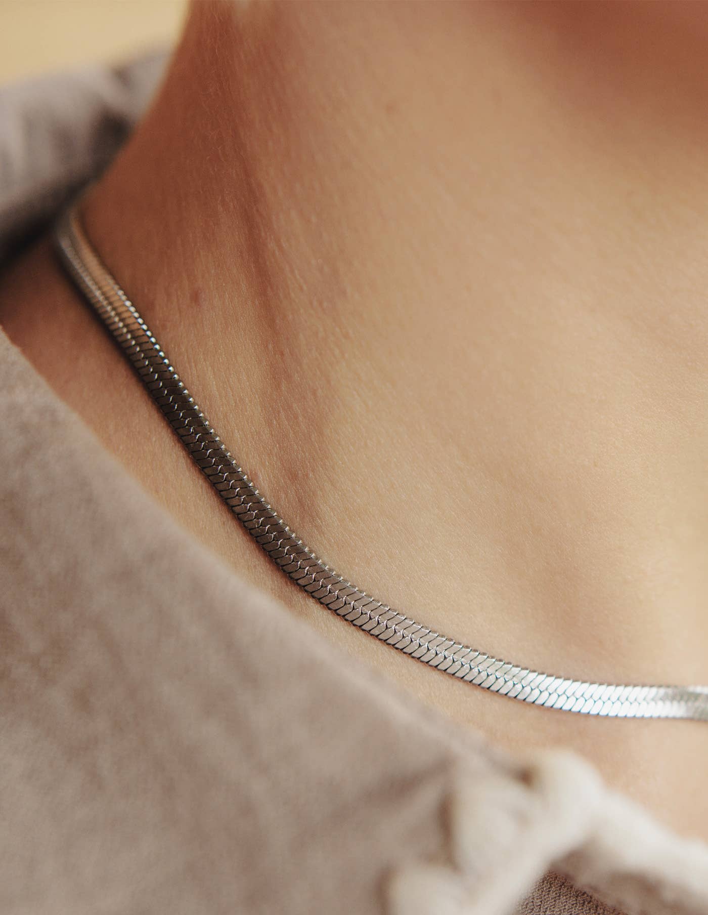 Silver Snake Chain Choker Necklace by Nordic Muse, Waterproof