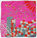Mini Sakura Silk Scarf by Les Belles Vagabondes | Fuchsia | Hand-Drawn in France