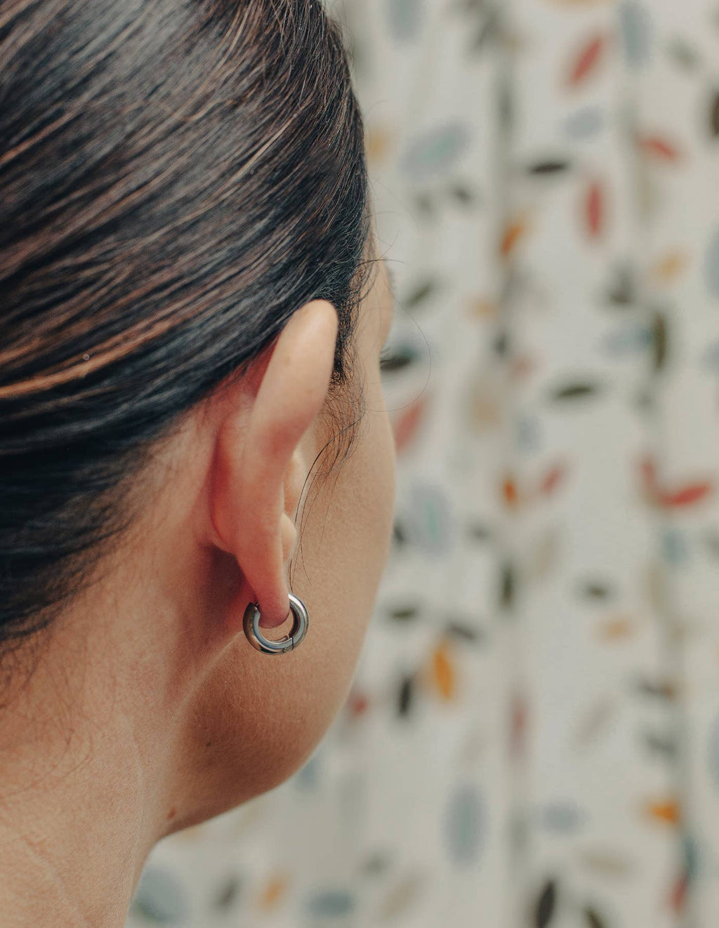 Silver Small Leverback Bold Hoop Earrings by Nordic Muse, Waterproof