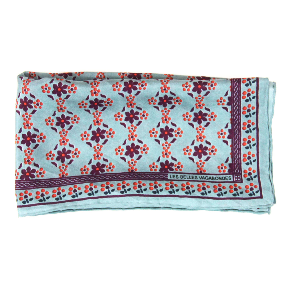 Mini Natasha Silk Scarf by Les Belles Vagabondes | Prune Purple | Hand-Drawn in France