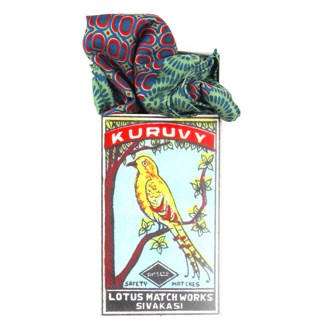 Mini Tempo Silk Scarf by Les Belles Vagabondes | Khaki | Hand-Drawn in France