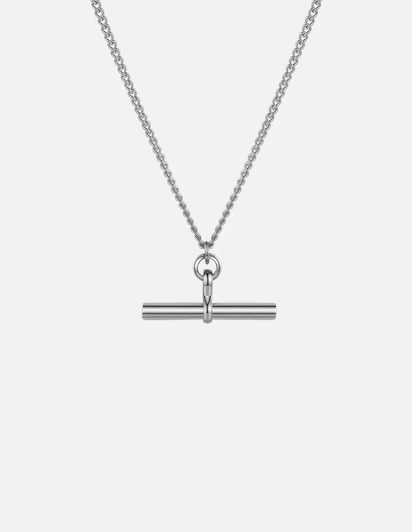 Silver T-Bar Chain Necklace by Nordic Muse, Waterproof
