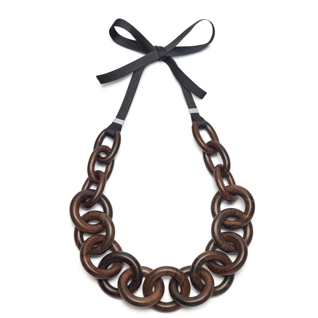 Toro Chunky Brown Wood Chain Link Necklace by Branch Jewellery