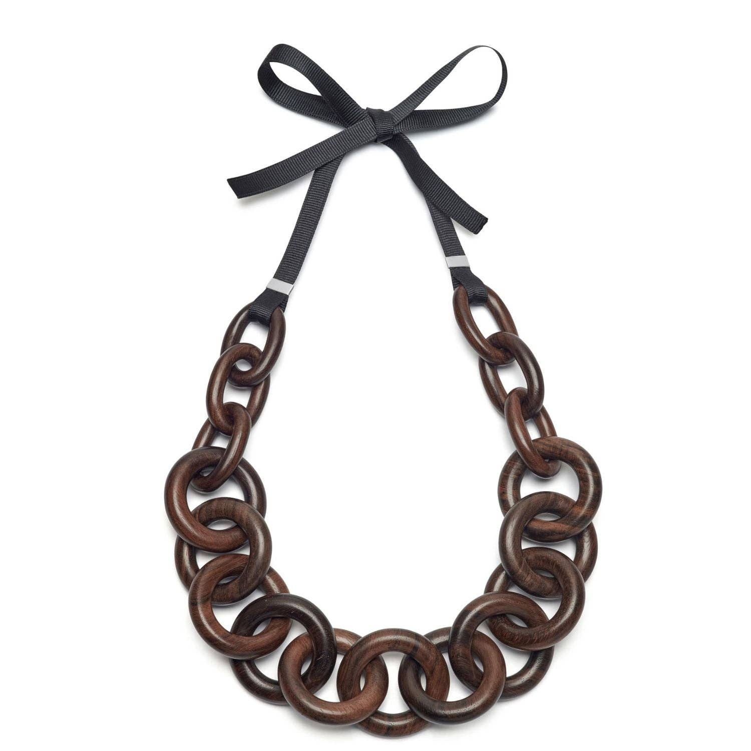 Toro Chunky Brown Wood Chain Link Necklace by Branch Jewellery