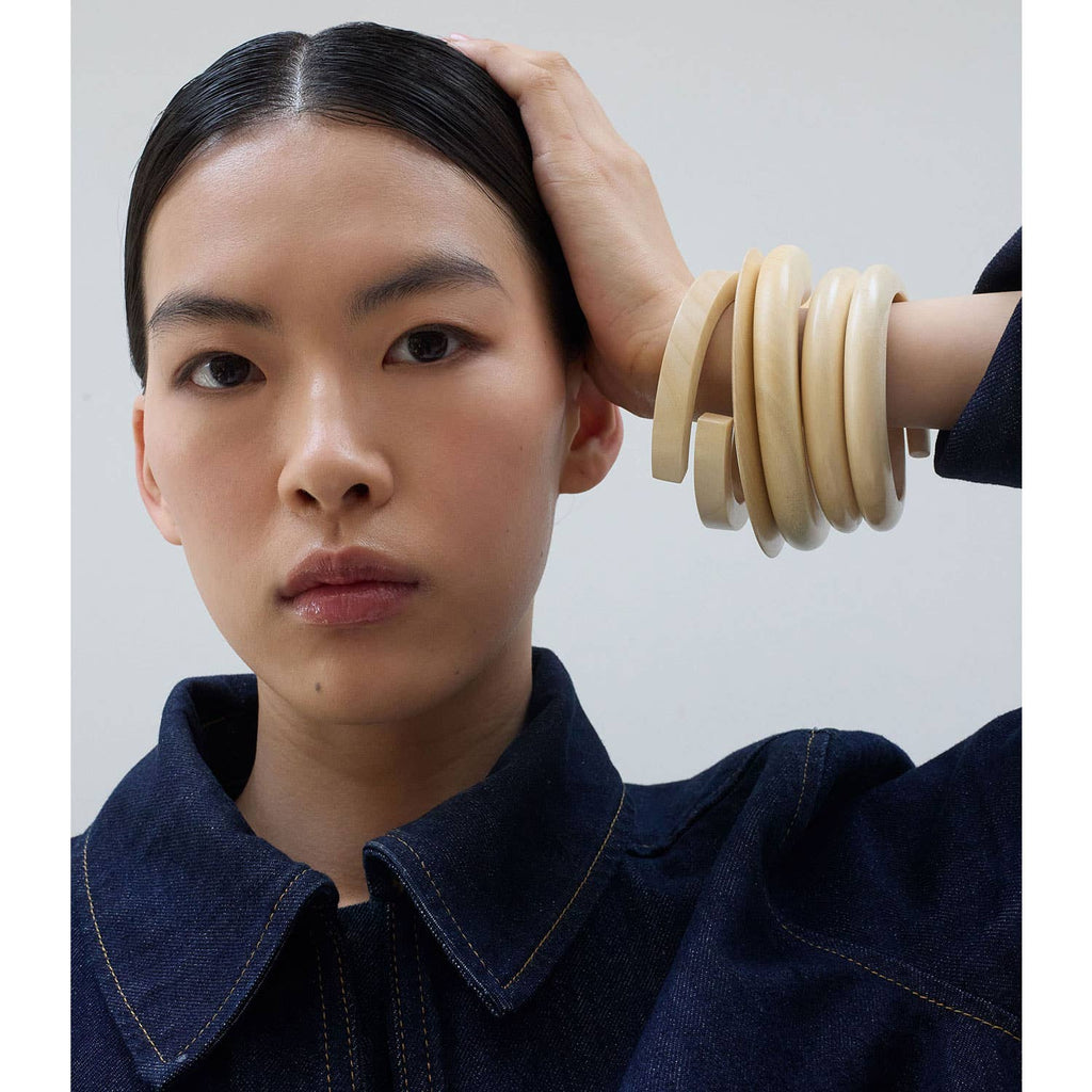White Wood Wrap Over Bangle by Branch Jewellery | M