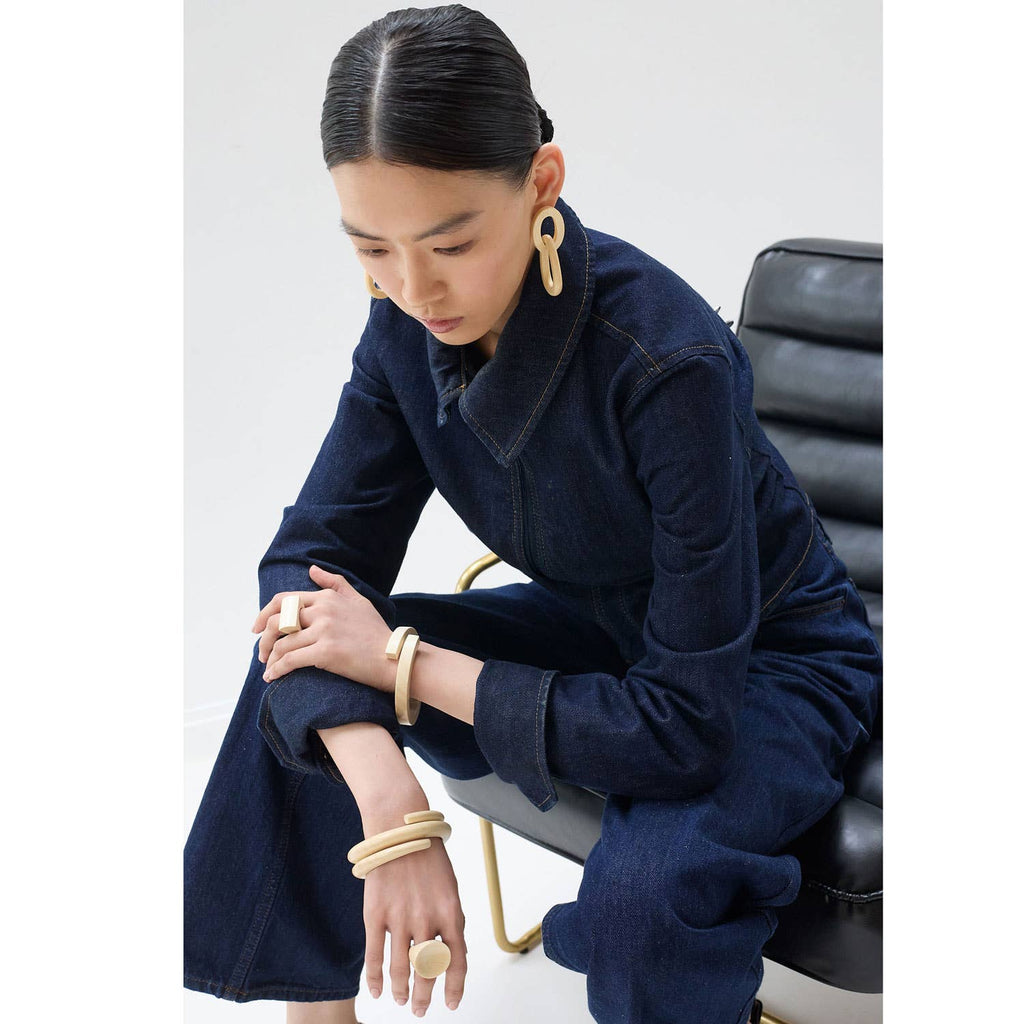 White Wood Wrap Over Bangle by Branch Jewellery | M