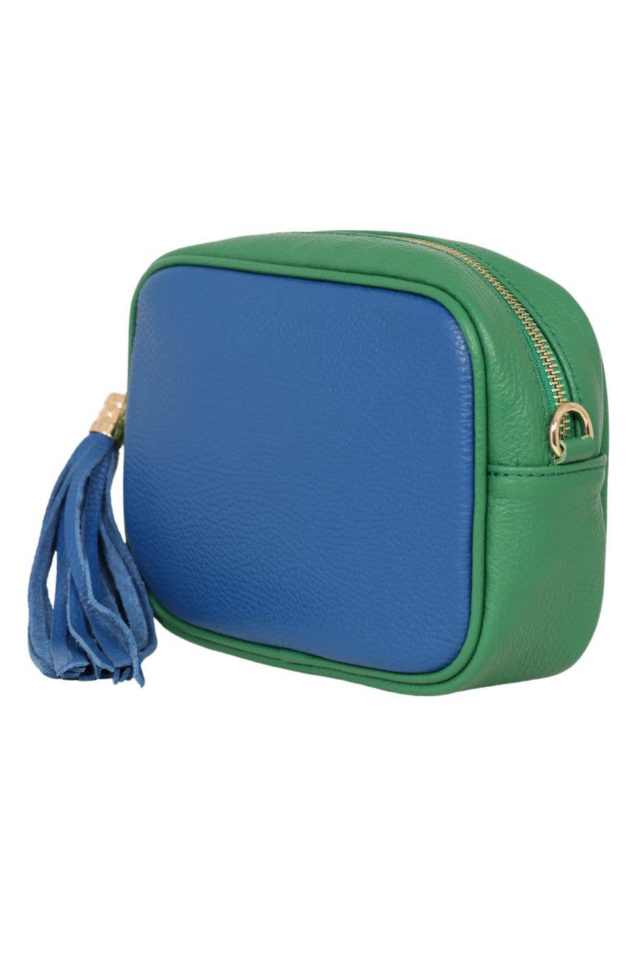 Beau Italian Leather Crossbody Bag by Sarta - Blue/Green