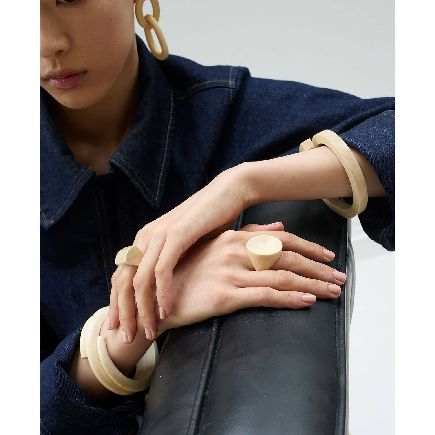 White Wood Wrap Over Bangle by Branch Jewellery | M