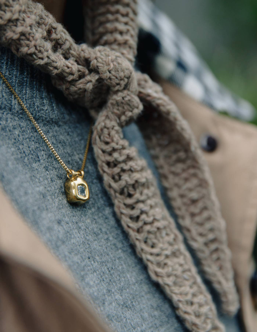 Gold Fluid Pendant Necklace by Nordic Muse, Waterproof
