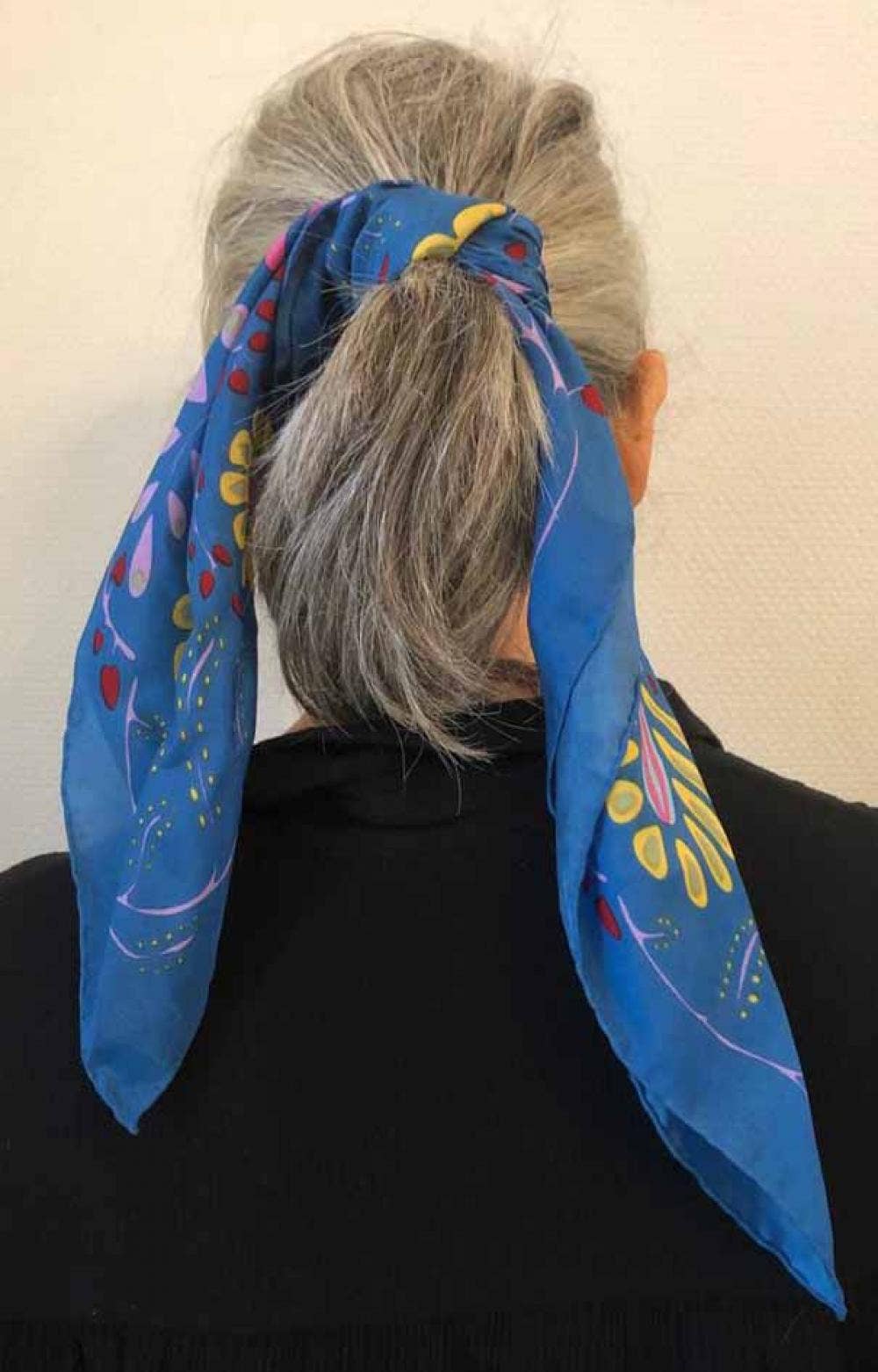 Mini Marushka Silk Scarf by Les Belles Vagabondes | Blue | Hand-Drawn in France