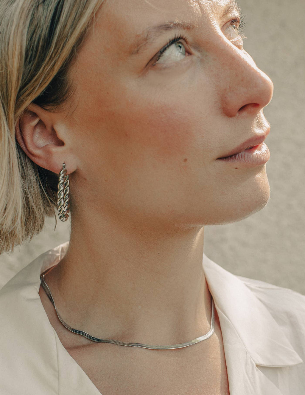 Silver Snake Chain Choker Necklace by Nordic Muse, Waterproof