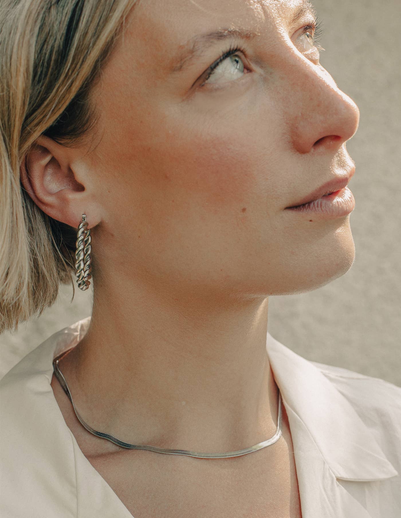 Silver Snake Chain Choker Necklace by Nordic Muse, Waterproof