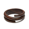 Brown Wood Hand-Carved Spiral Bangle Bracelet by Branch Jewellery | M