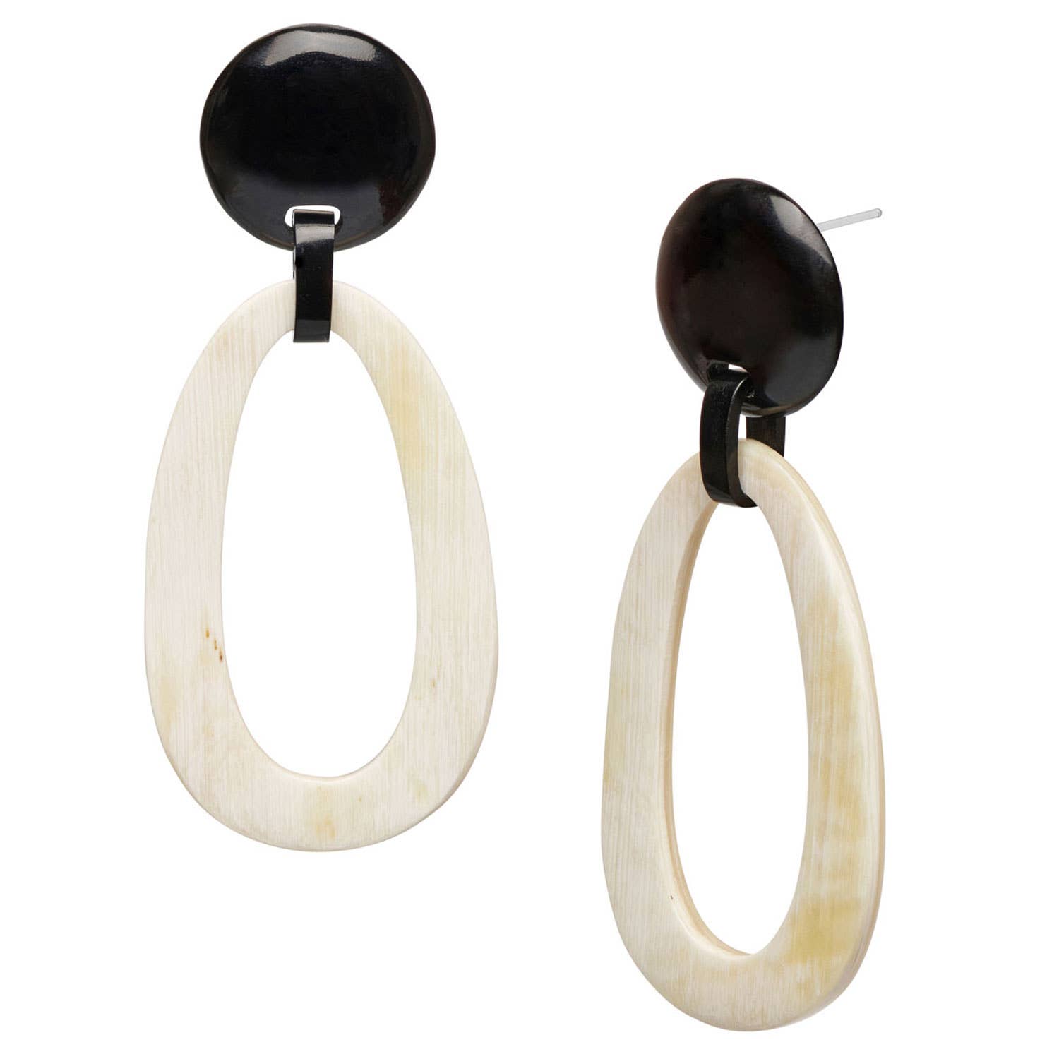 Oval Link Horn Drop Earring by Branch Jewellery | White Natural
