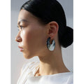 Black Flat Large Handmade Hoop Earrings by Branch Jewellery