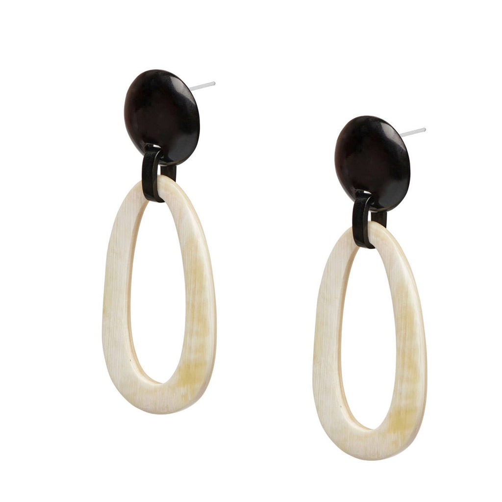 Oval Link Horn Drop Earring by Branch Jewellery | White Natural