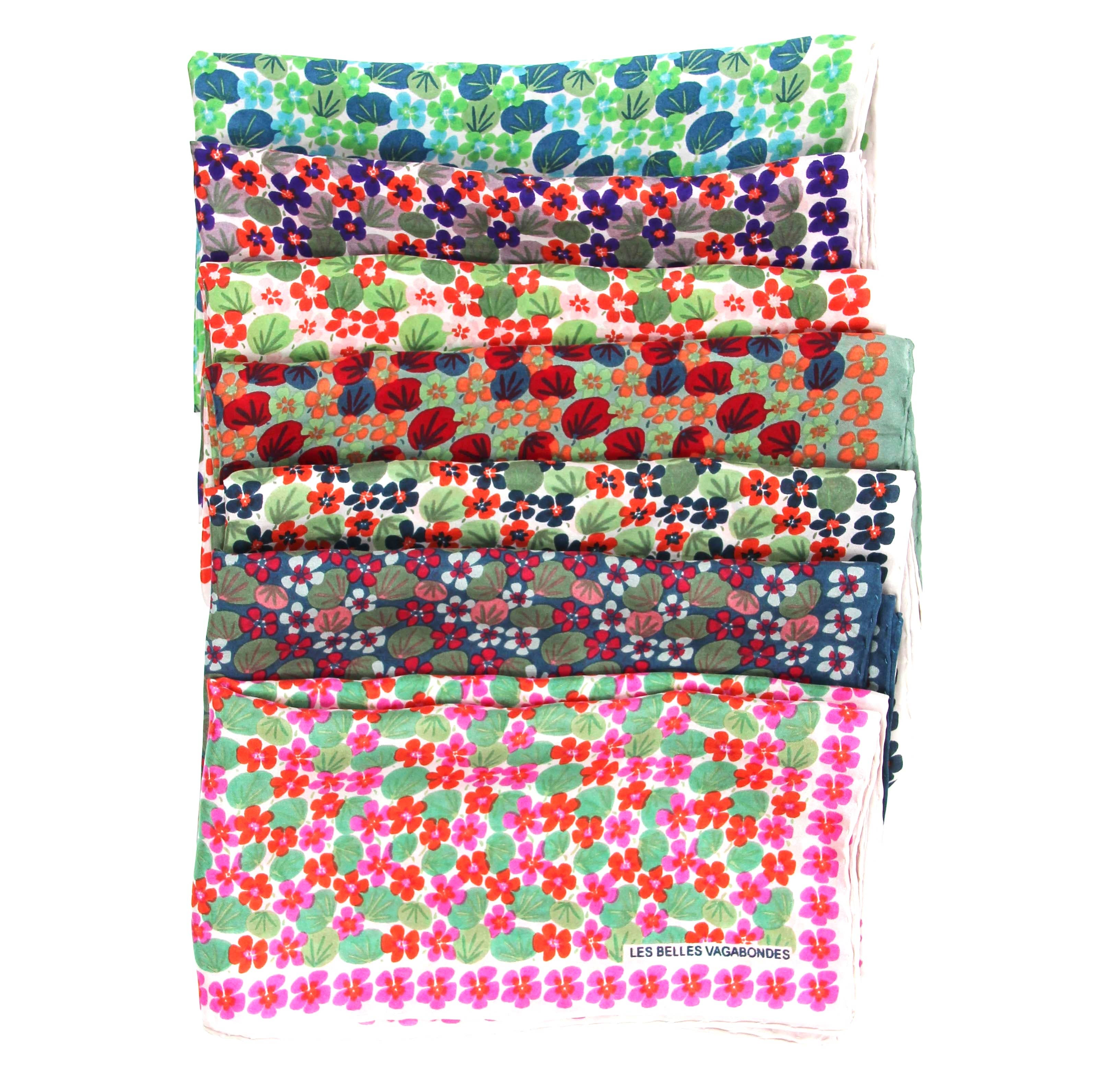 Mini Capucine Silk Scarf by Les Belles Vagabondes | Gray | Hand-Drawn in France