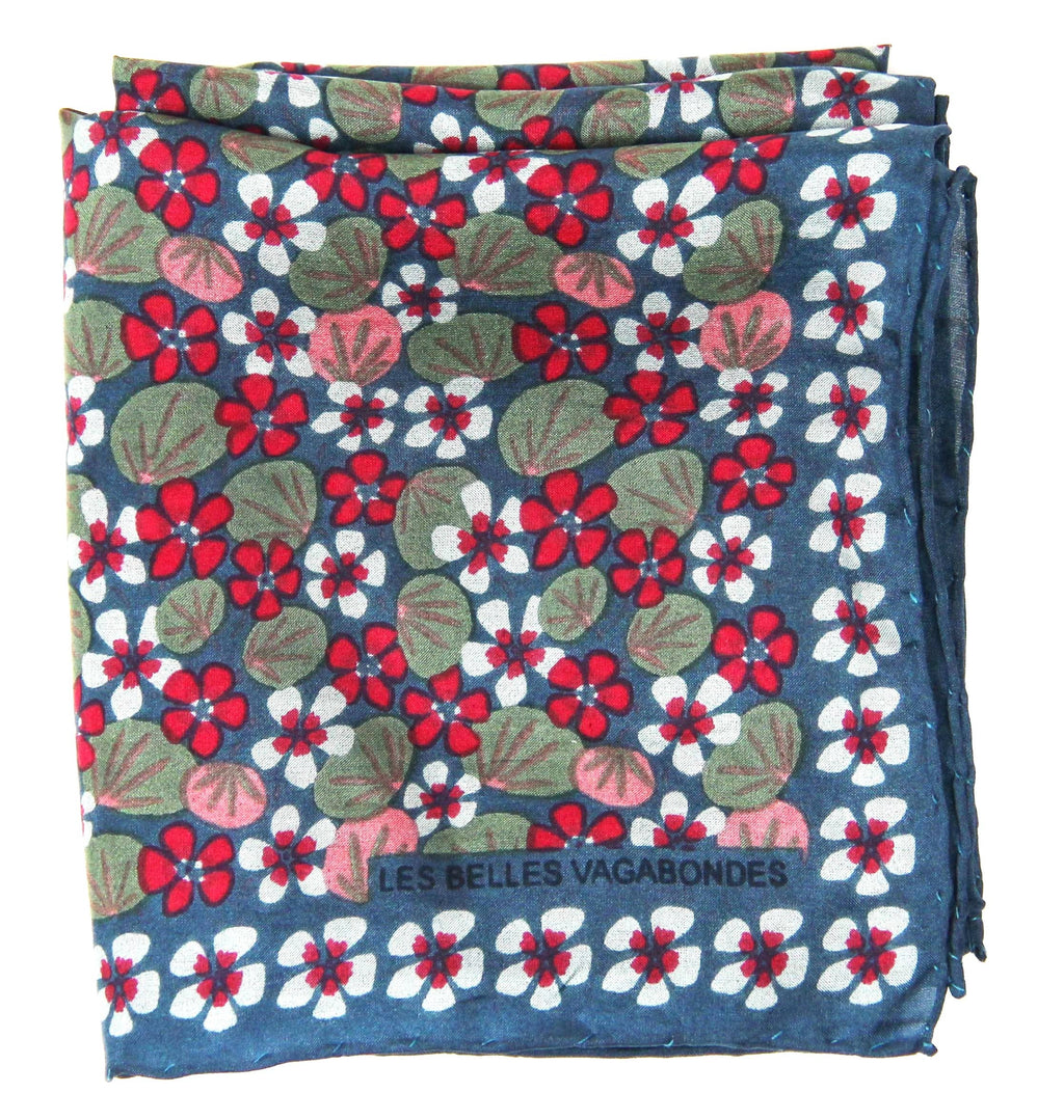 Mini Capucine Silk Scarf by Les Belles Vagabondes | Gray | Hand-Drawn in France