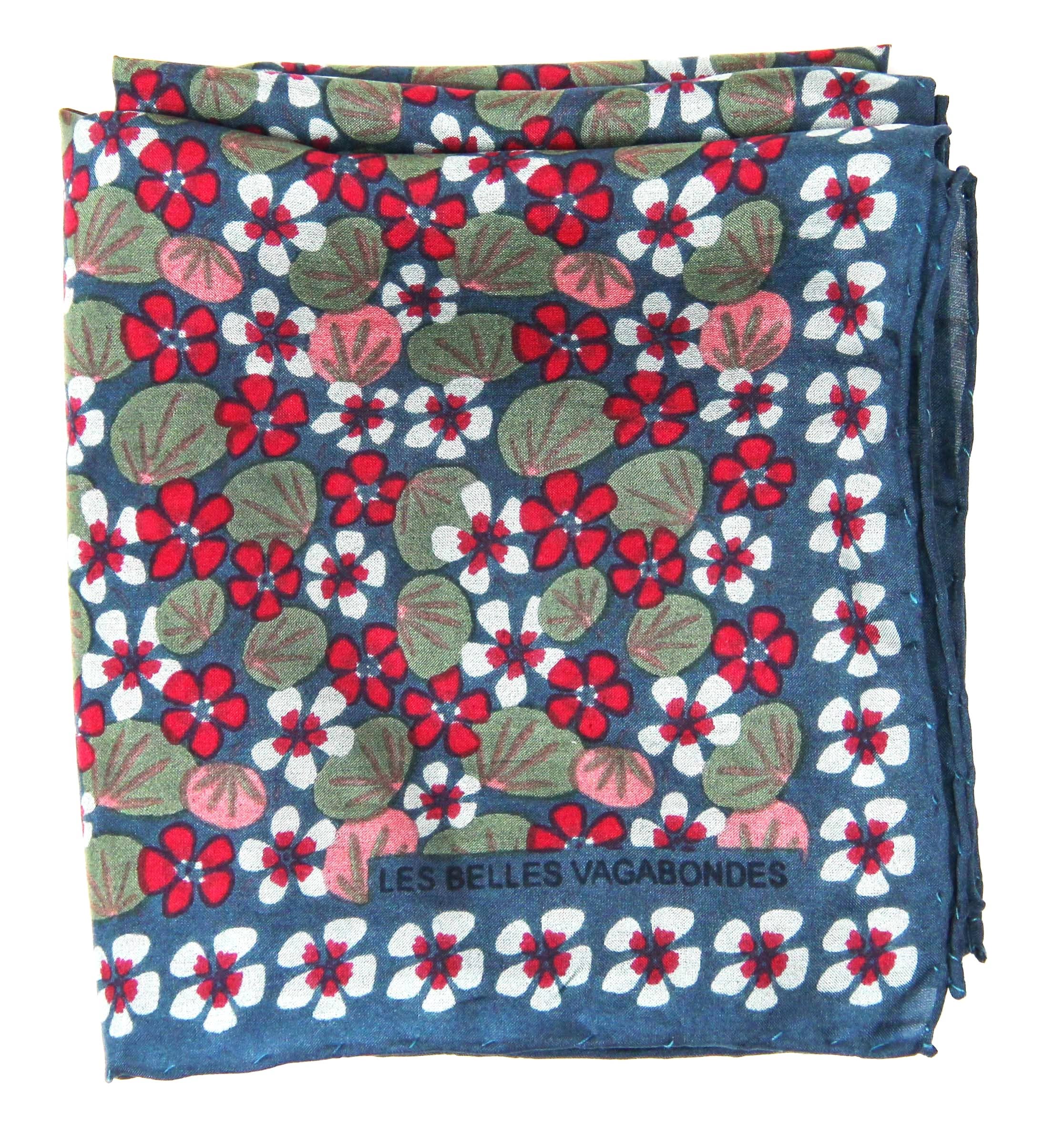 Mini Capucine Silk Scarf by Les Belles Vagabondes | Gray | Hand-Drawn in France