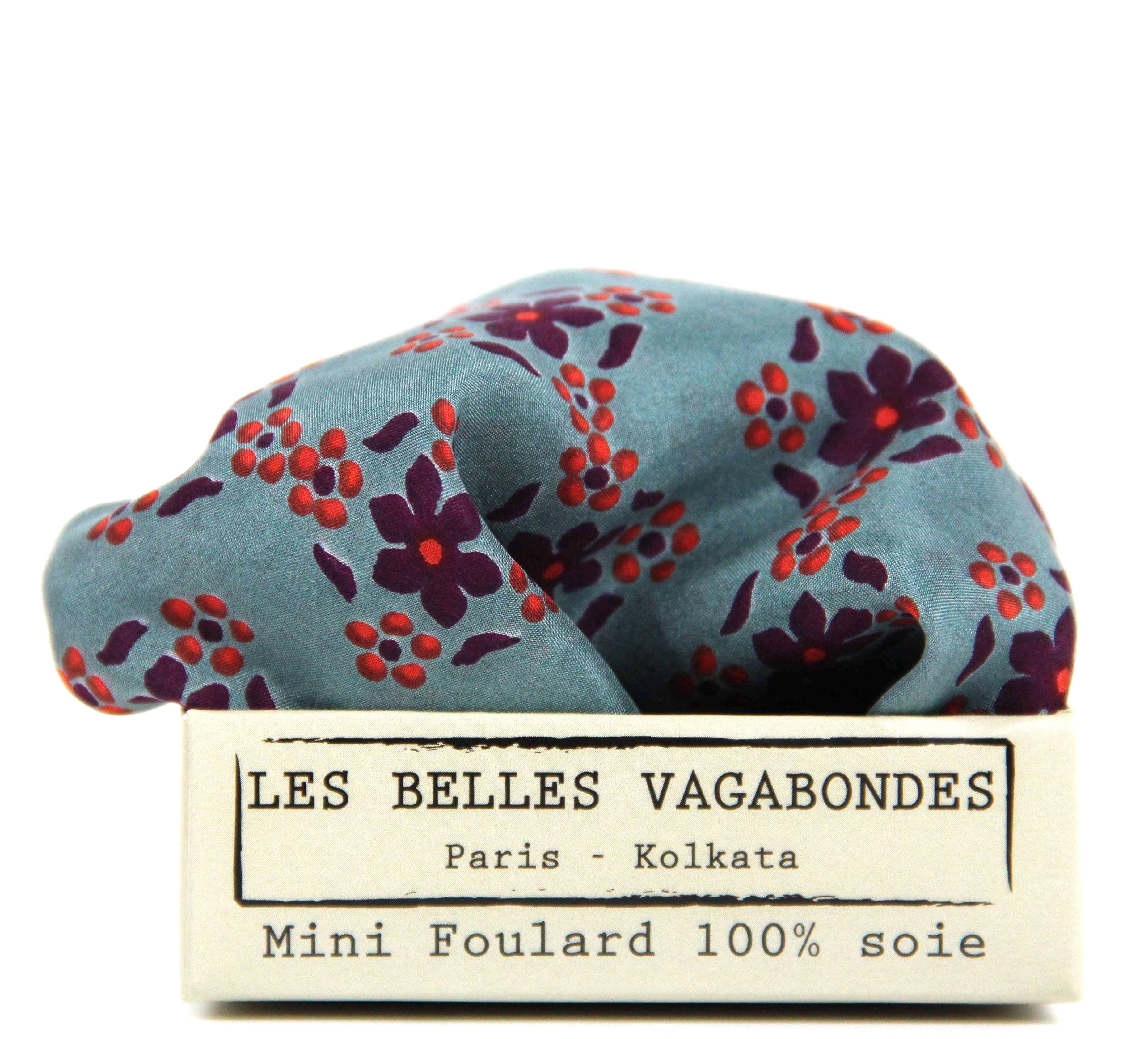 Mini Natasha Silk Scarf by Les Belles Vagabondes | Prune Purple | Hand-Drawn in France