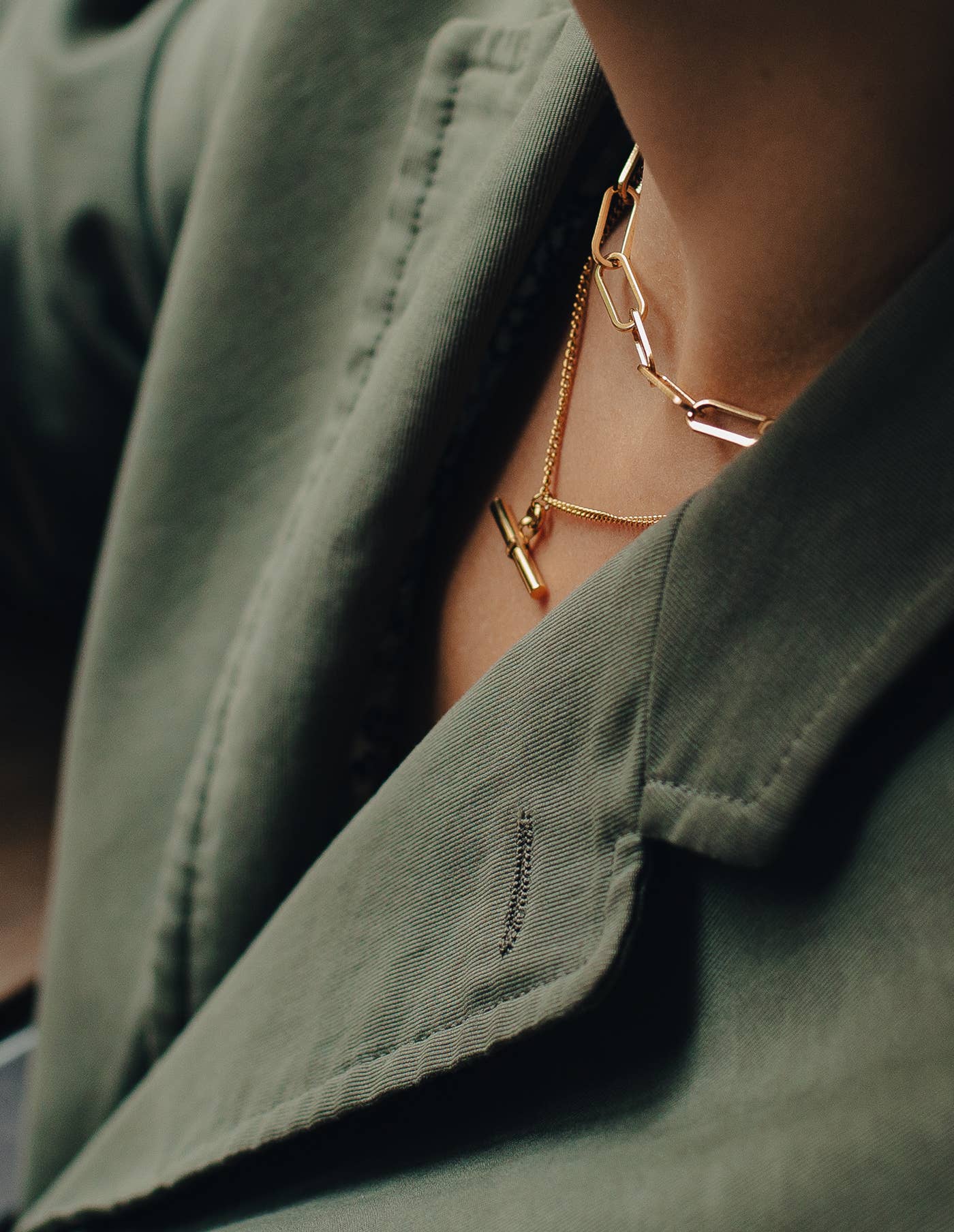 Gold T-Bar Chain Necklace by Nordic Muse, Waterproof