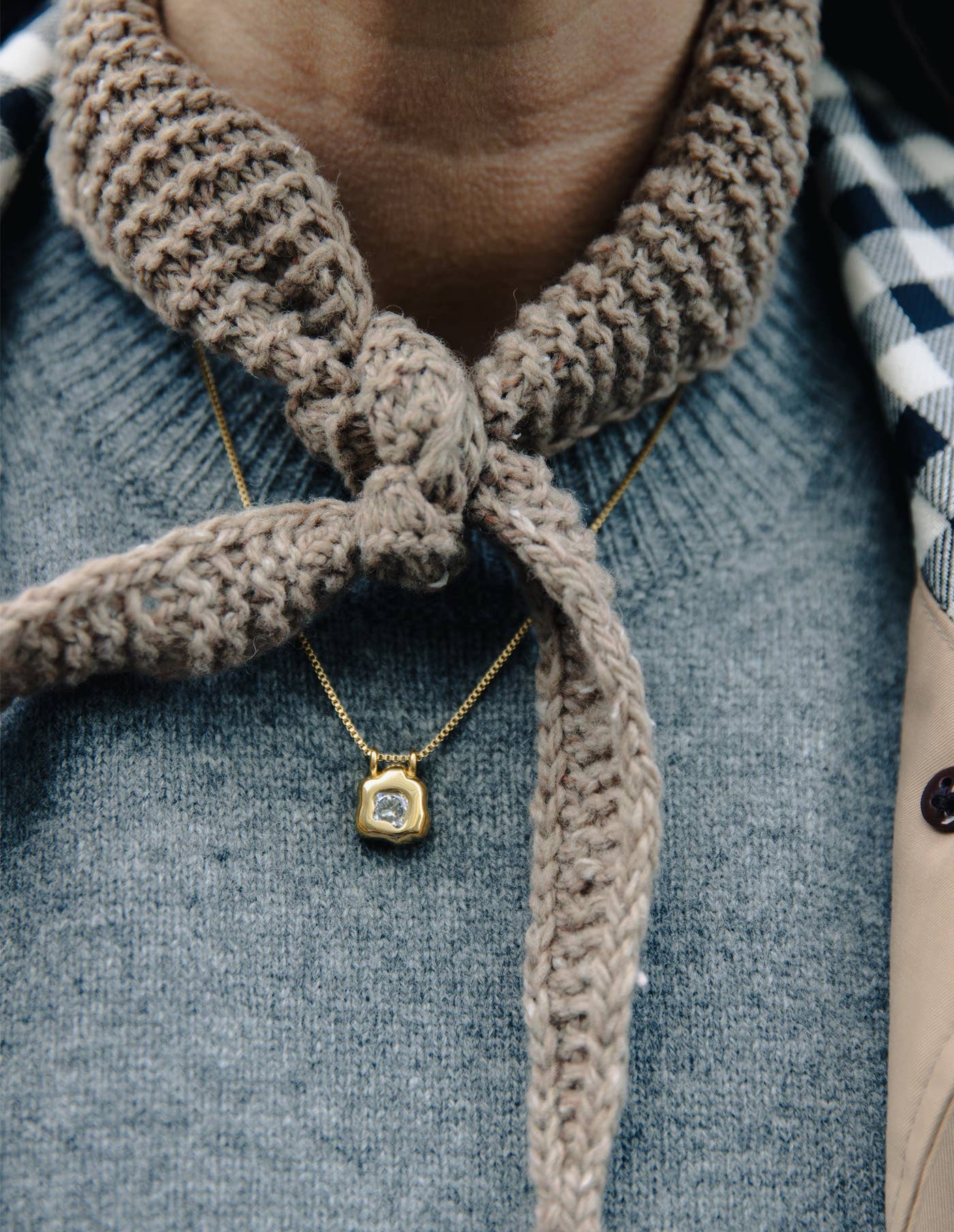 Gold Fluid Pendant Necklace by Nordic Muse, Waterproof
