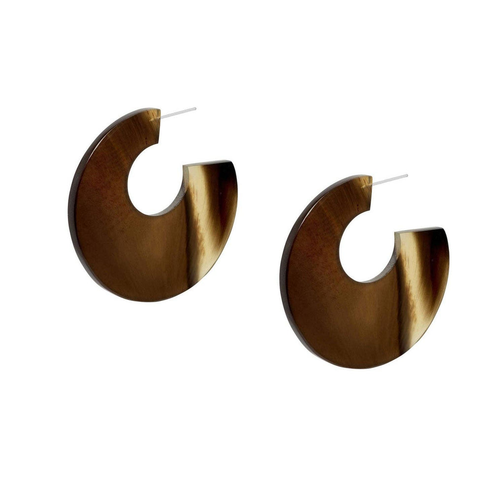 Brown Flat Large Hoop Earrings by Branch Jewellery