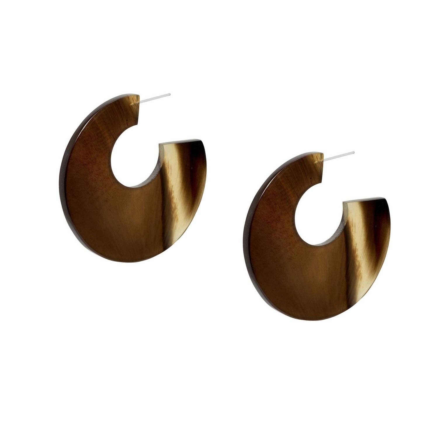 Brown Flat Large Hoop Earrings by Branch Jewellery