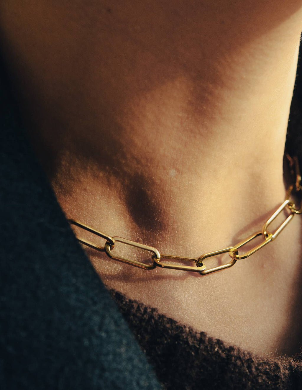 Gold Chunky Chain Link Necklace by Nordic Muse, Waterproof