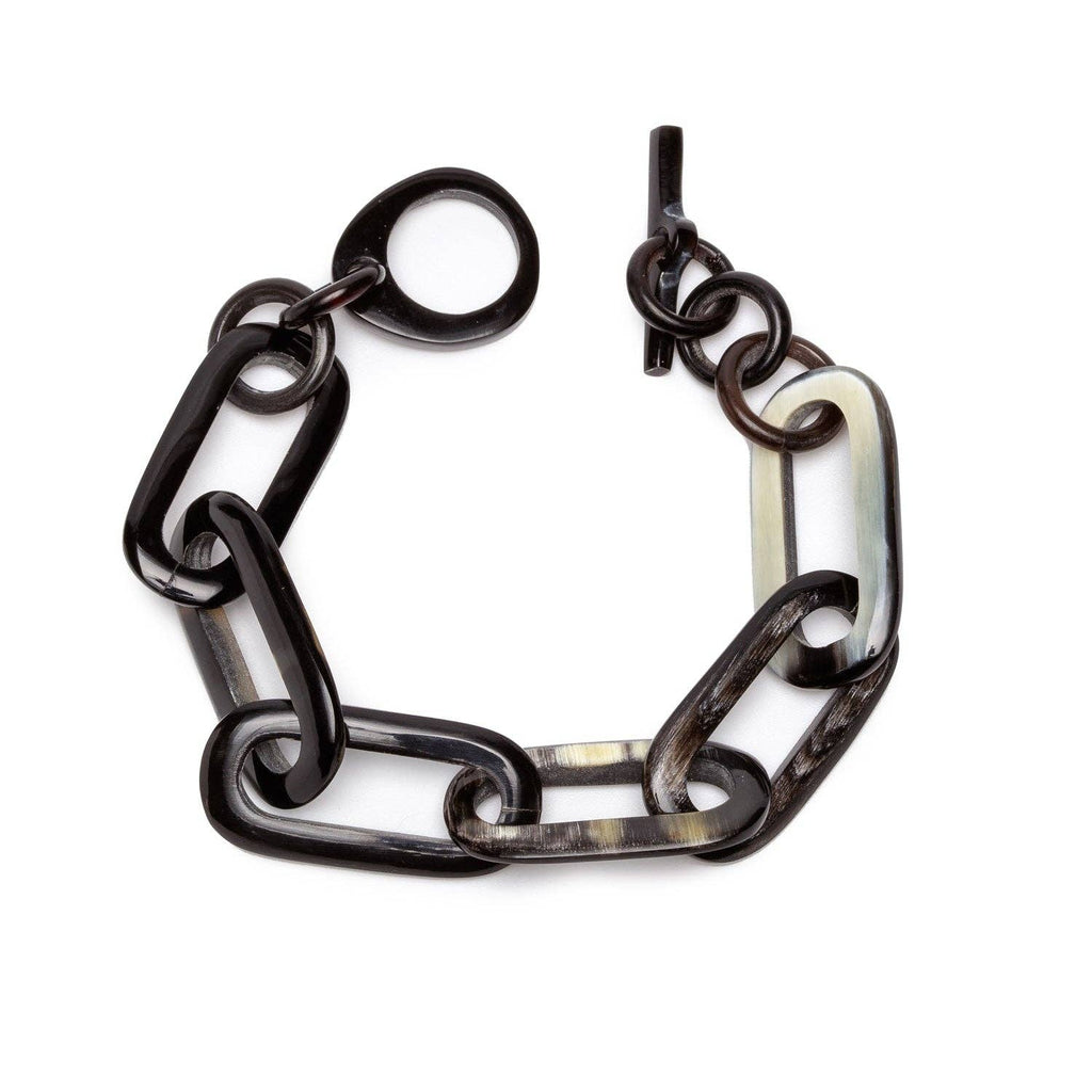 Rectangle Link Buffalo Horn Bracelet by Branch Jewellery | Black Natural