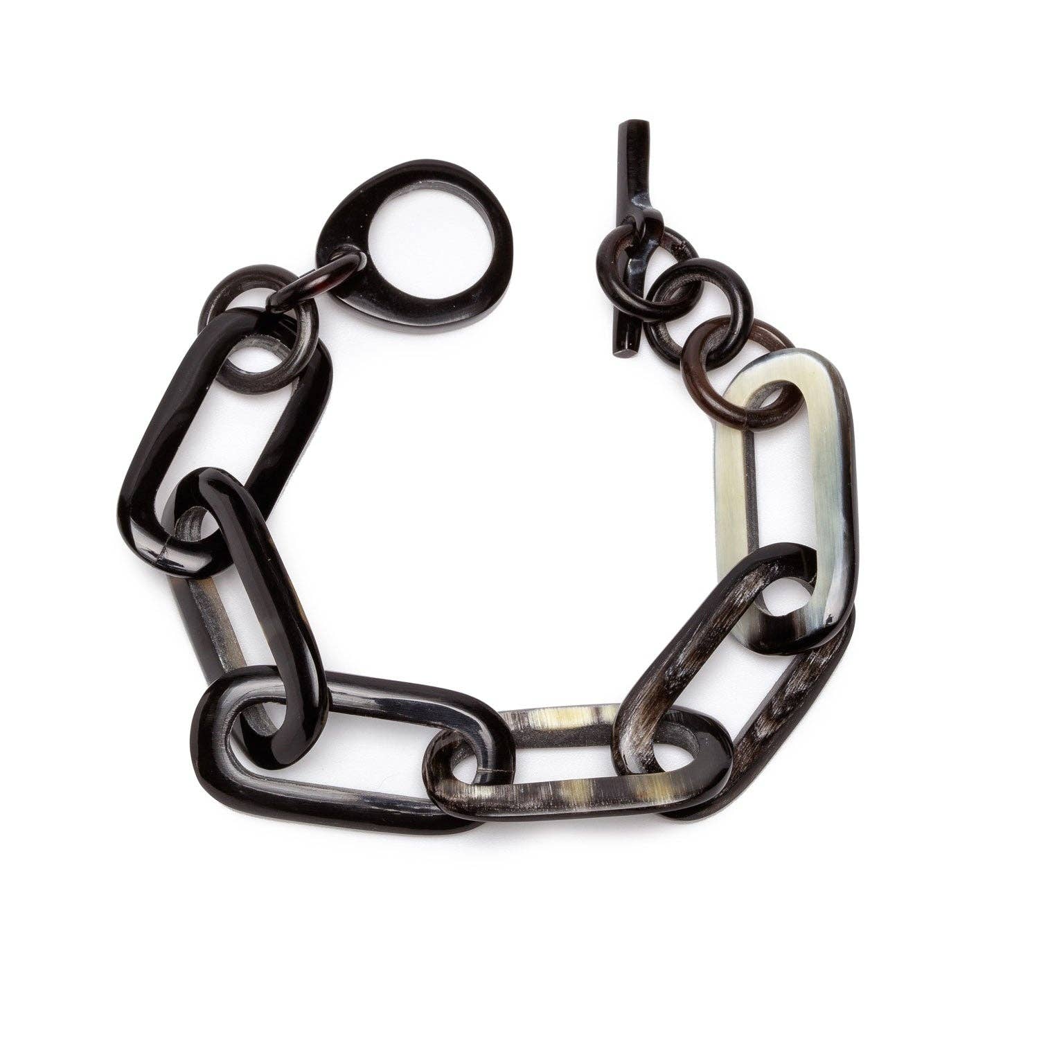 Rectangle Link Buffalo Horn Bracelet by Branch Jewellery | Black Natural