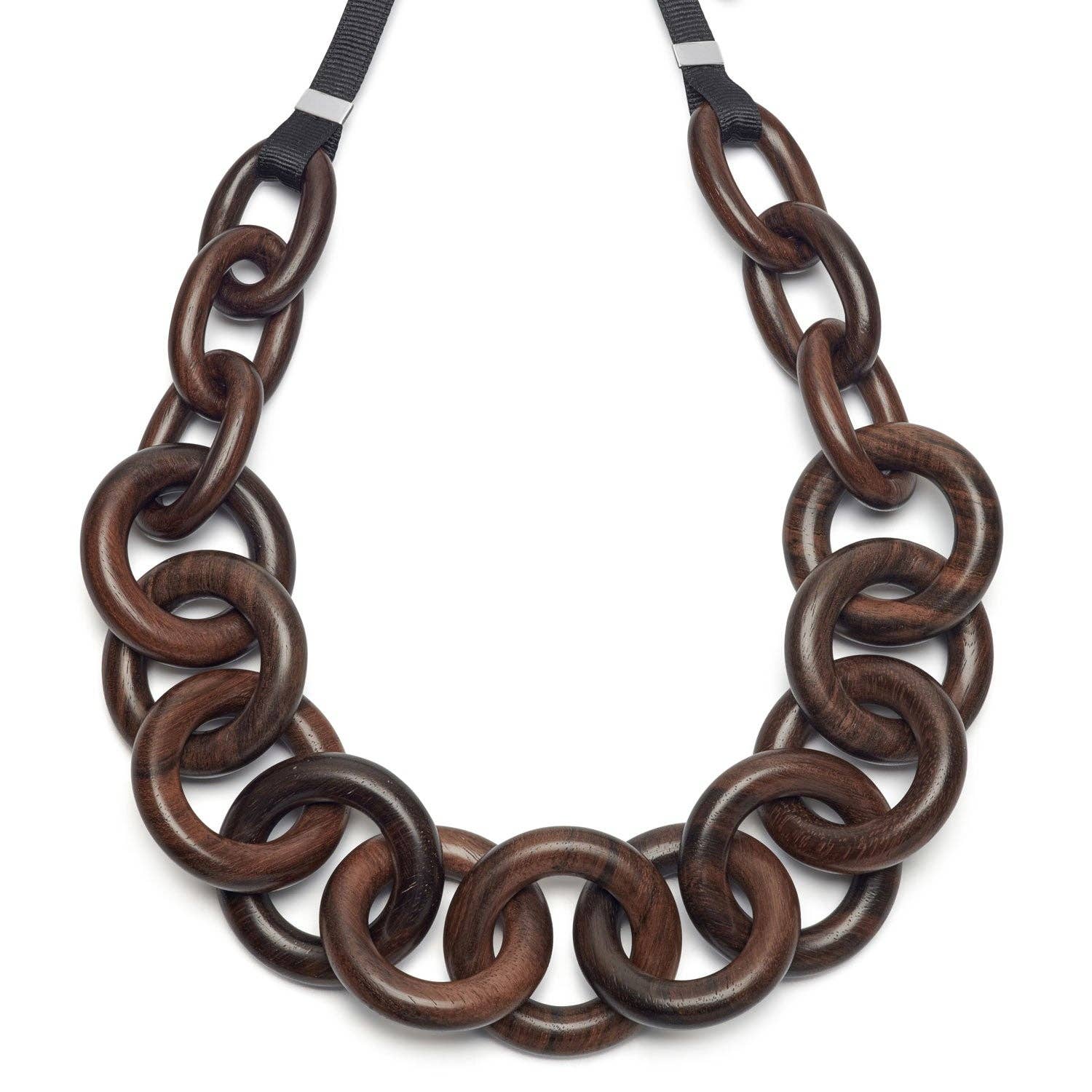 Toro Chunky Brown Wood Chain Link Necklace by Branch Jewellery