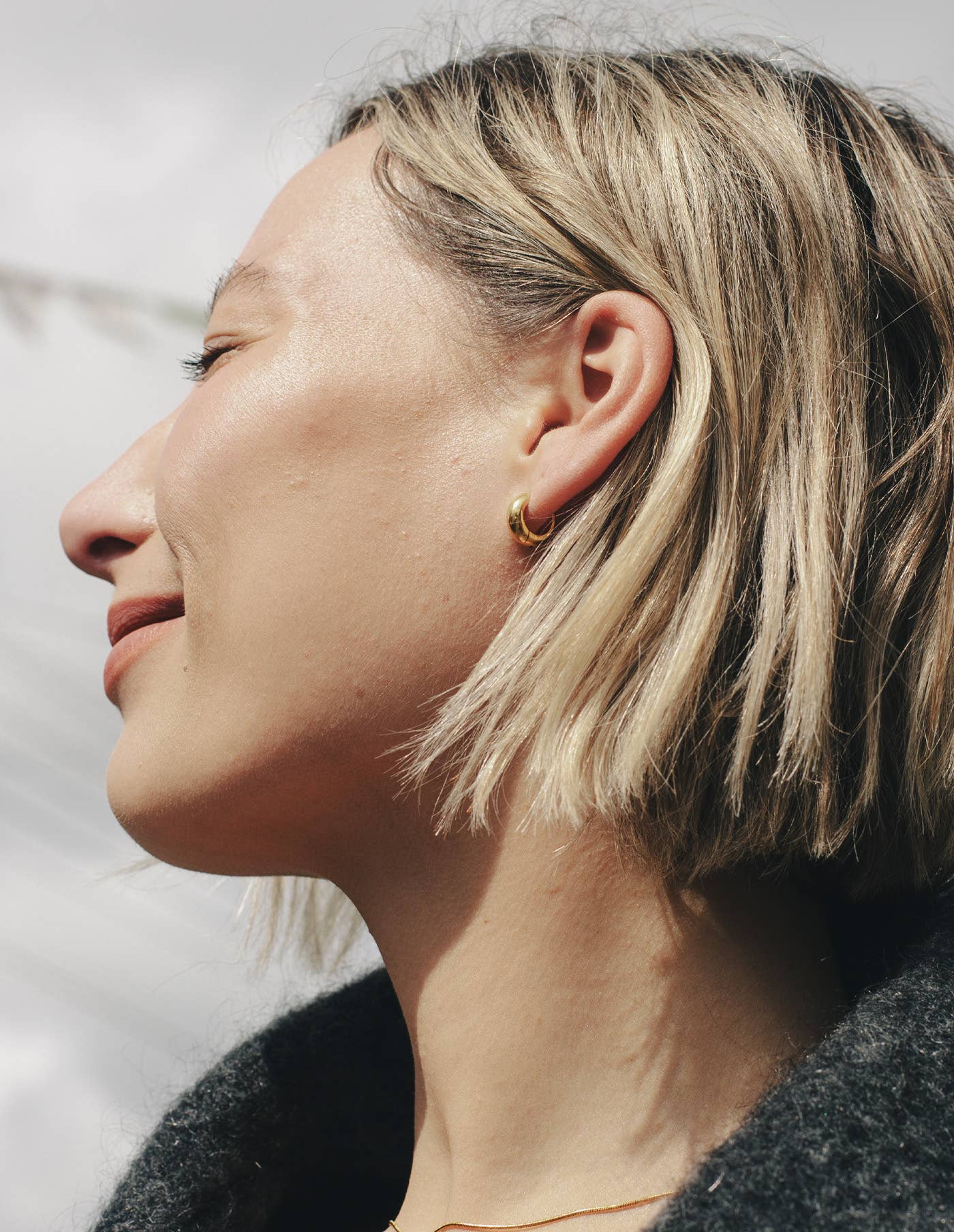 Gold Small Leverback Bold Hoop Earrings by Nordic Muse