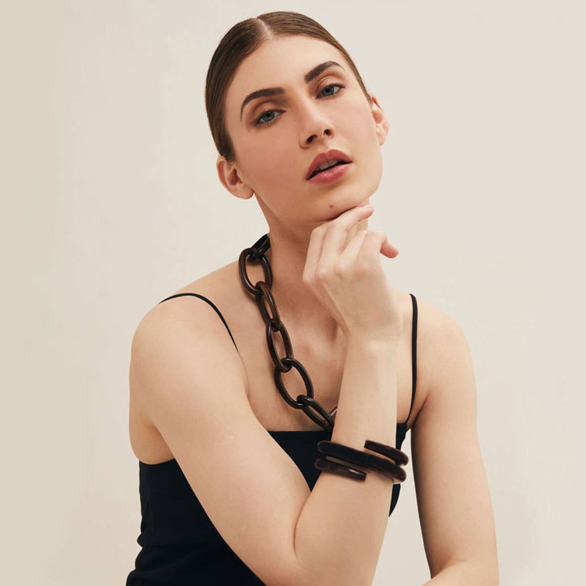 Brown Wood Hand-Carved Spiral Bangle Bracelet by Branch Jewellery | M