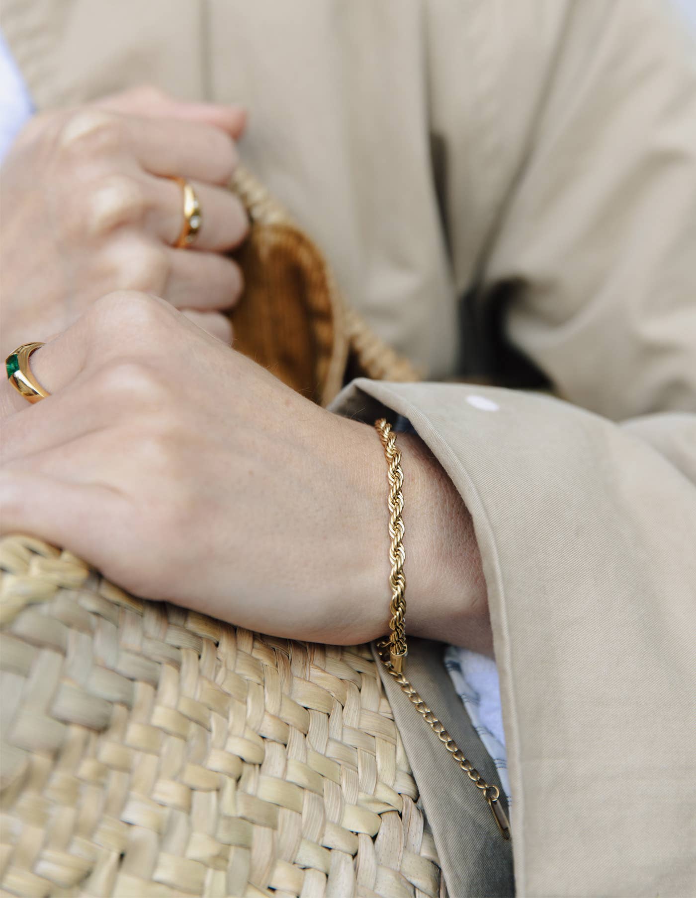 Gold 4mm Rope Twist Bracelet by Nordic Muse, Waterproof
