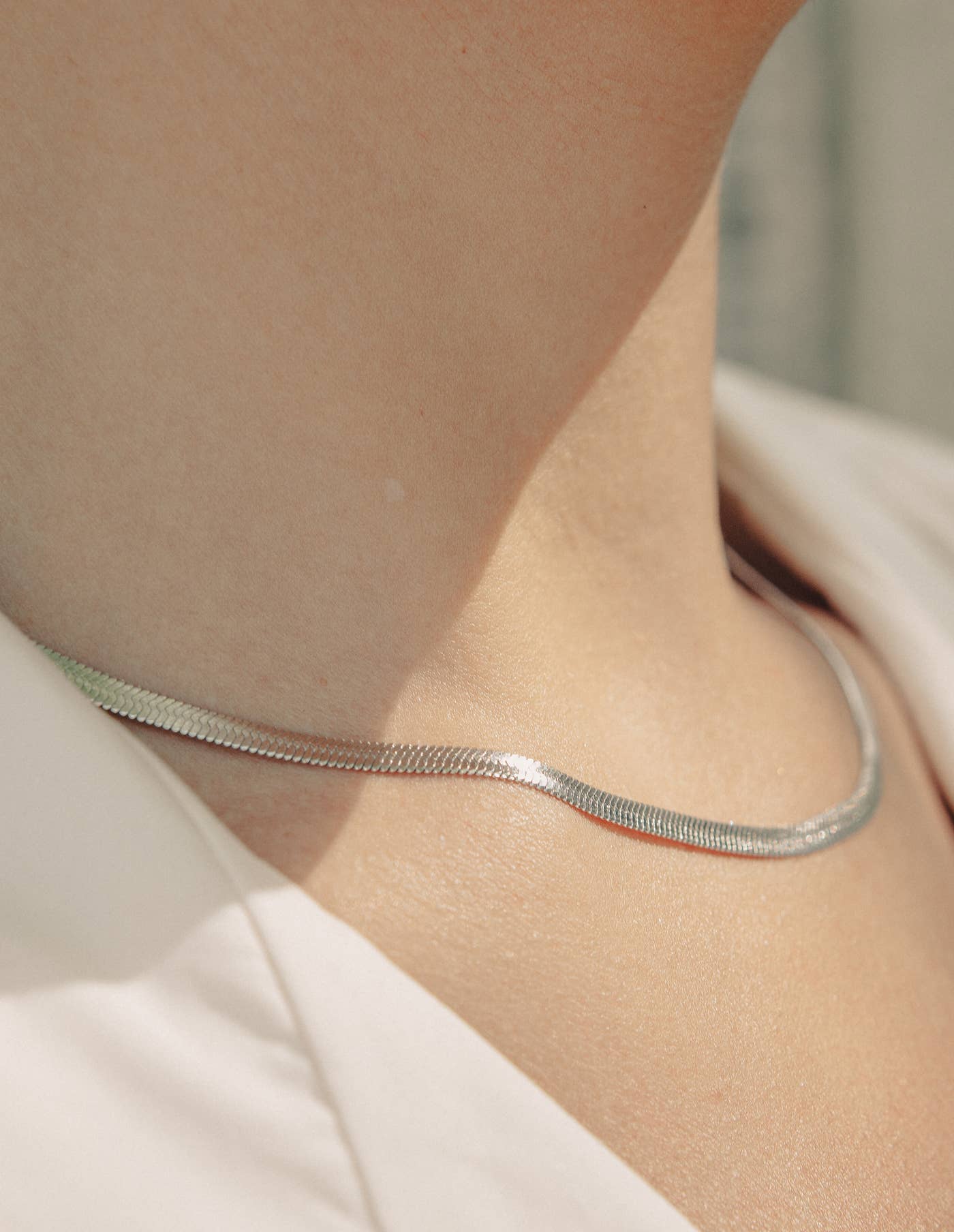 Silver Snake Chain Choker Necklace by Nordic Muse, Waterproof