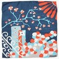 Mini Sakura Silk Scarf by Les Belles Vagabondes | Marine | Hand-Drawn in France