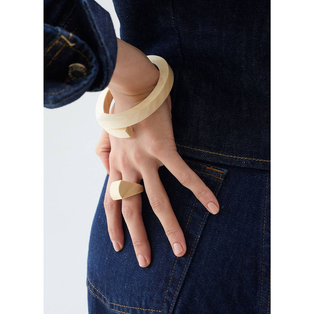 White Wood Wrap Over Bangle by Branch Jewellery | M