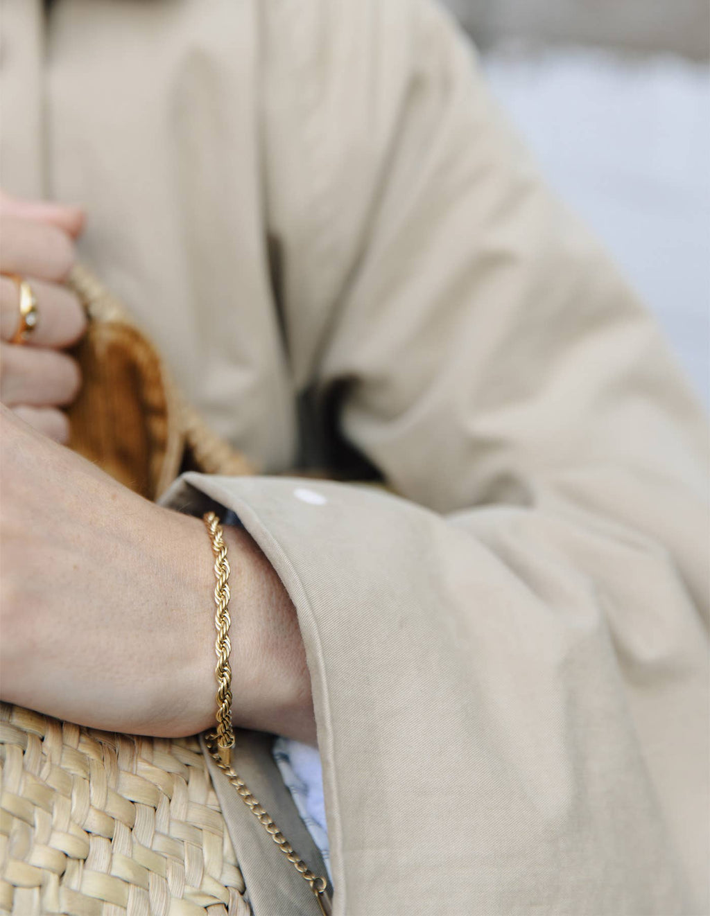 Gold 4mm Rope Twist Bracelet by Nordic Muse, Waterproof