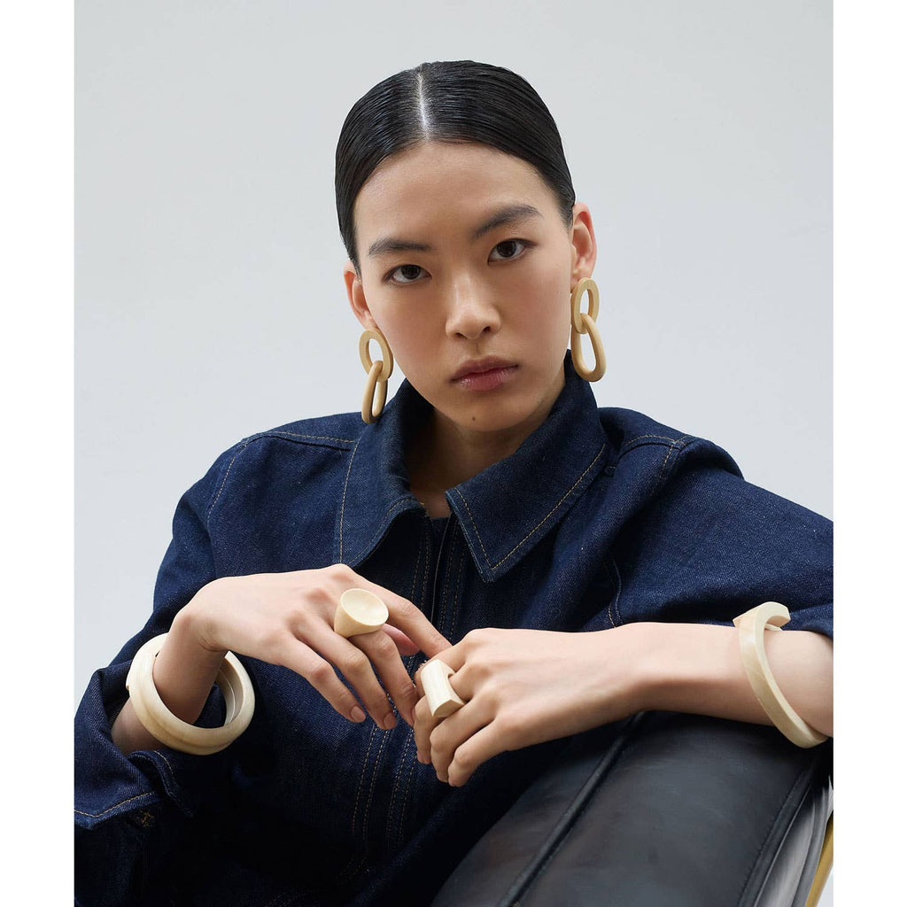 White Wood Wrap Over Bangle by Branch Jewellery | M