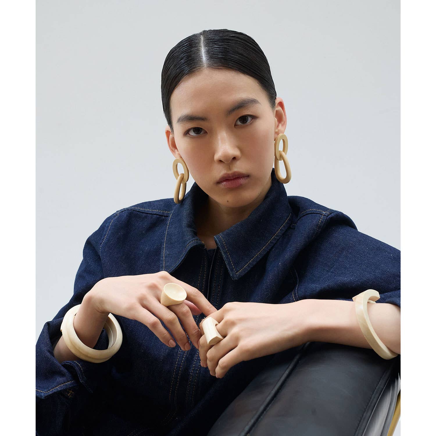 White Wood Wrap Over Bangle by Branch Jewellery | M