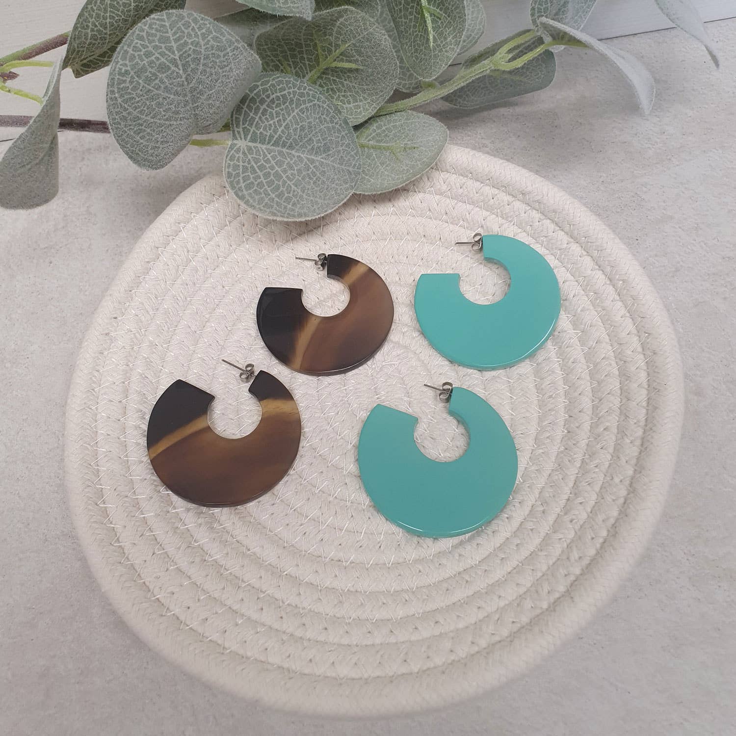 Brown Flat Large Hoop Earrings by Branch Jewellery