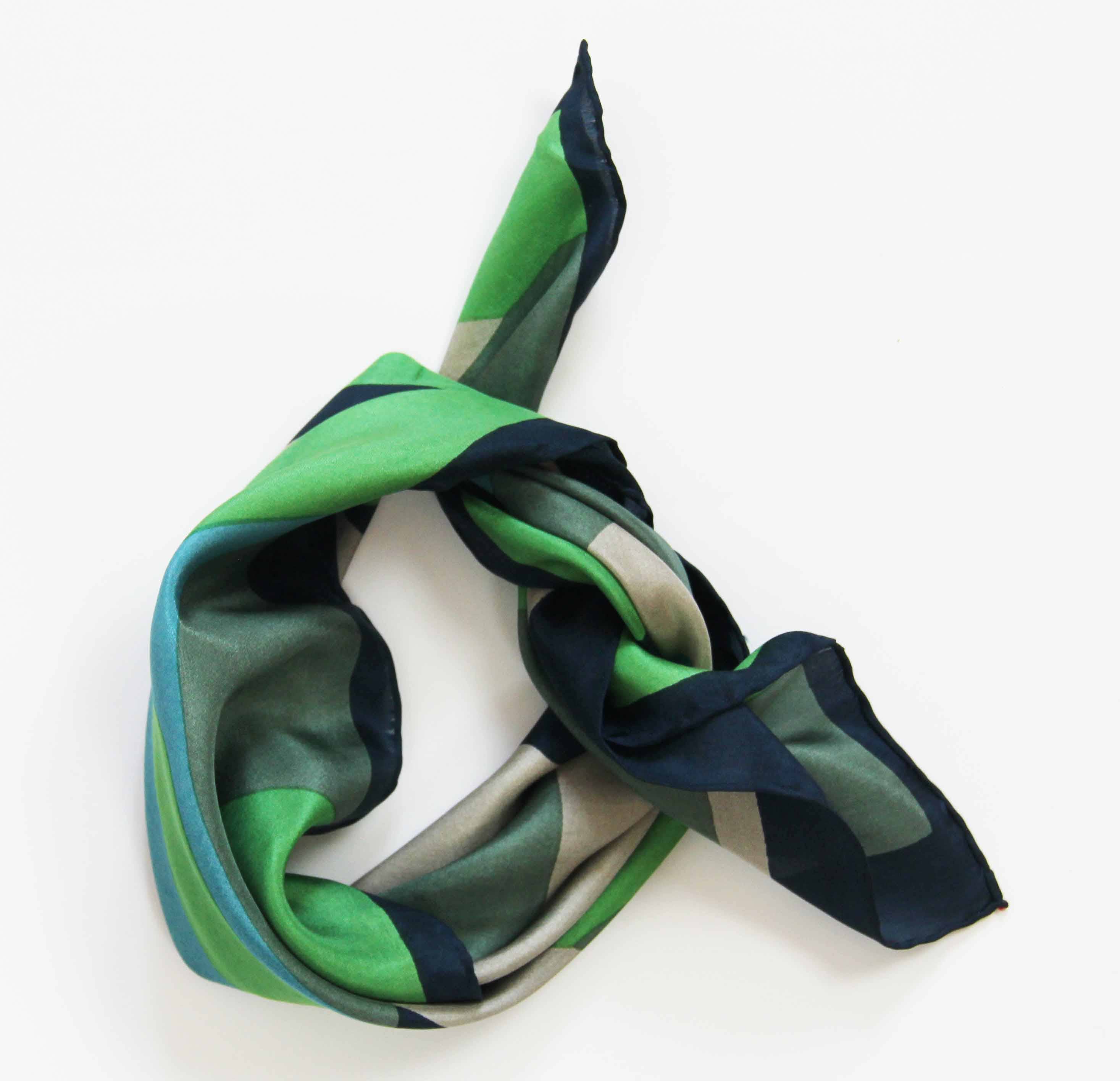 Mini Vivaro Silk Scarf by Les Belles Vagabondes | Green | Hand-Drawn in France