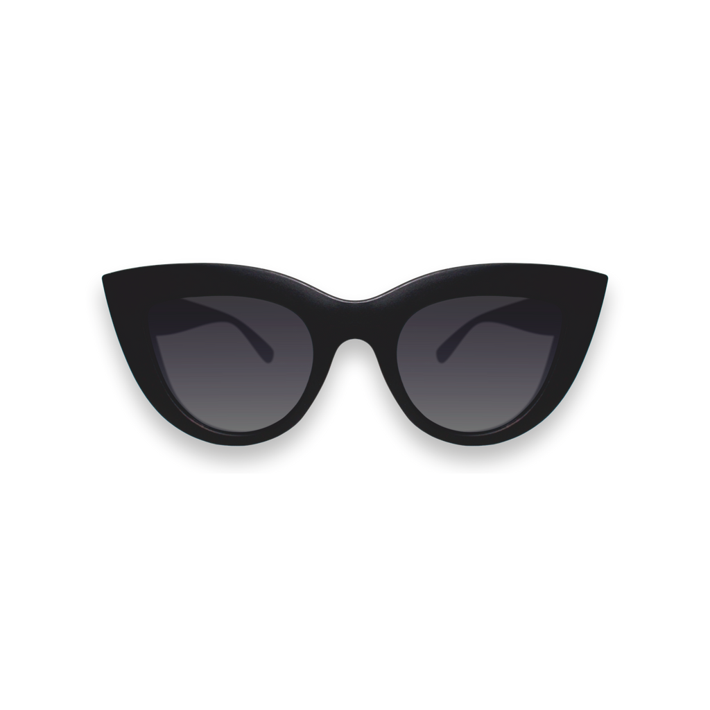 Black cat-eye sunglasses on a white background