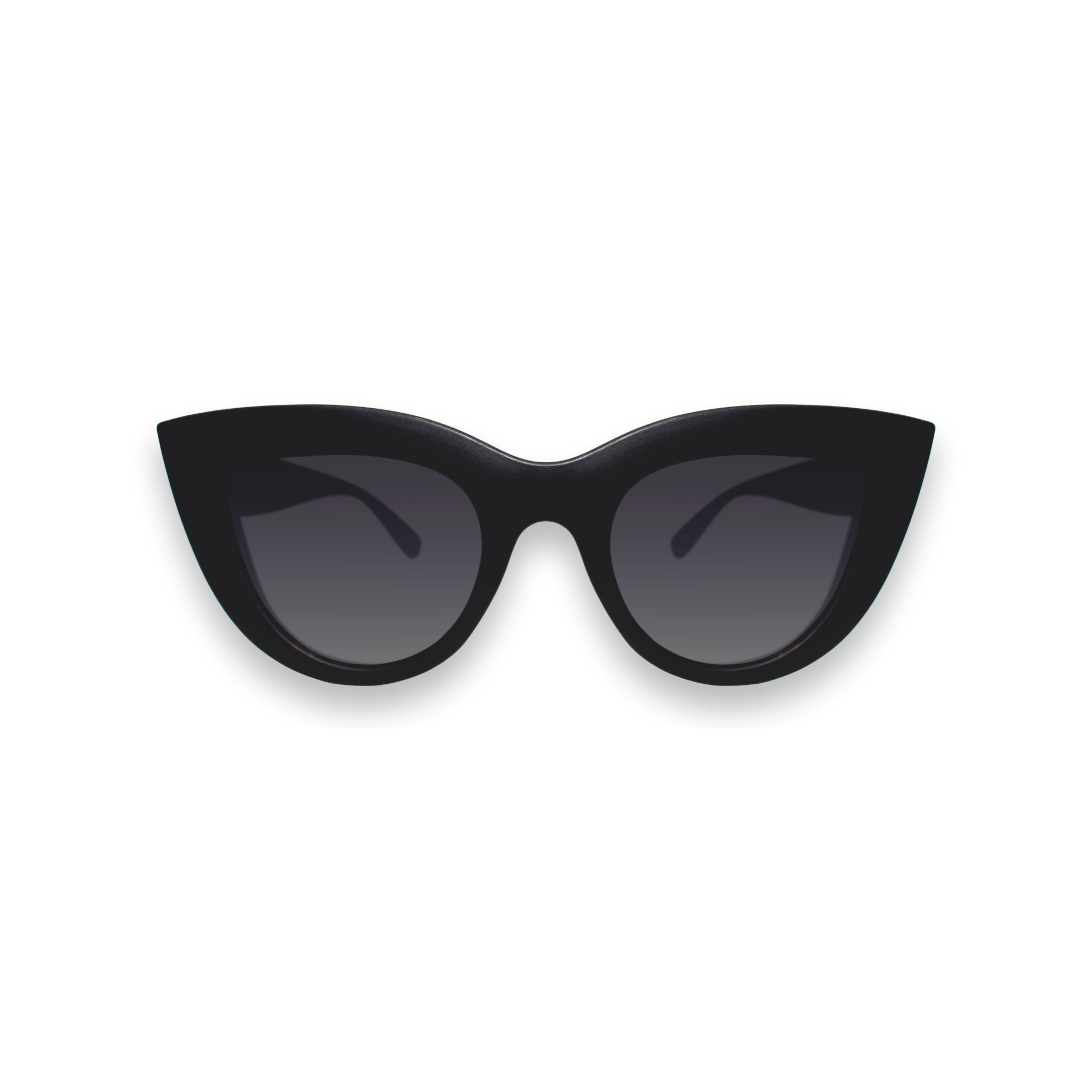 Black cat-eye sunglasses on a white background